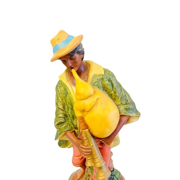 Vintage Capodimonte Italian Figurine Of Shepherd Boy Playing Bagpipes 11" Porcel - Picture 3 of 11